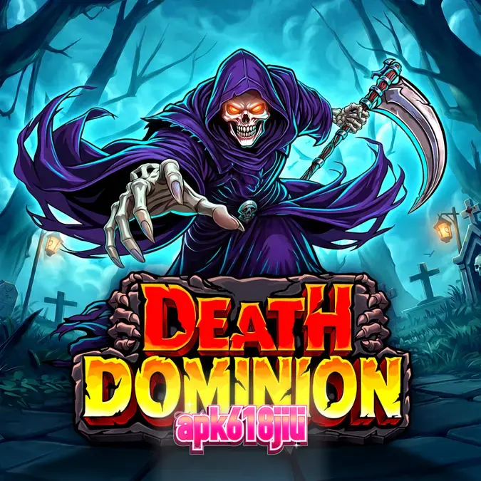 Tampilan visual slot Death Dominion dengan tema pemakaman gotik yang mencekam.